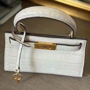 Tory Burch White Croc-Embossed Mini Bag